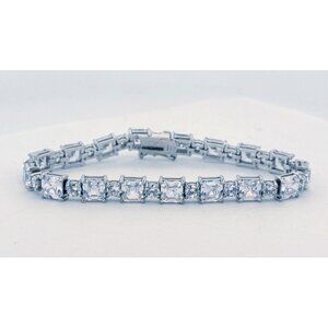 Estate Vintage Sterling Silver 925 CZ Tennis Bracelet 7" 22.2g Elegant Sparkle